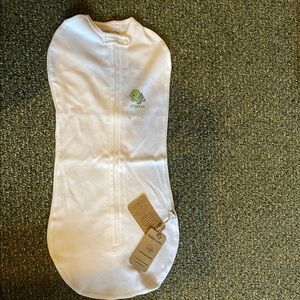 White Baby Swaddle with Green Logo